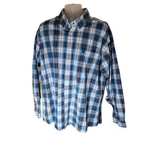 Cinch Button-Down Long Sleeve Men's Shirt XXL Western Blue Plaid‎ Casual Cotton